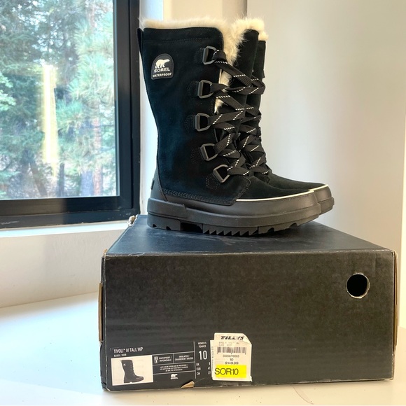 Sorel- Tivioli IV women’s black tall furry suede waterproof boots- 10 - Picture 13 of 14